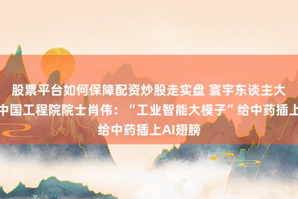股票平台如何保障配资炒股走实盘 寰宇东谈主大代表、中国工程院院士肖伟：“工业智能大模子”给中药插上AI翅膀